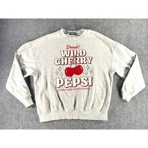 Pepsi Wild Cherry Graphic Sweatshirt Heather Gray Crewneck Womens Medium